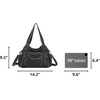 image:imageAngel Kiss Women Handbags Shoulder Bags Washed Leather Satchel Tote Bag Mutipocket Hobo PurseBlack 2