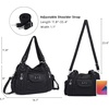 image:imageAngel Kiss Women Handbags Shoulder Bags Washed Leather Satchel Tote Bag Mutipocket Hobo PurseBlack