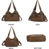 image:imageAngel Kiss Women Handbags Shoulder Bags Washed Leather Satchel Tote Bag Mutipocket Hobo PurseBrown 2