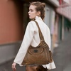 image:imageAngel Kiss Women Handbags Shoulder Bags Washed Leather Satchel Tote Bag Mutipocket Hobo PurseBrown 2