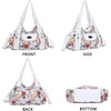 image:imageAngel Kiss Women Handbags Shoulder Bags Washed Leather Satchel Tote Bag Mutipocket Hobo PurseFlower White