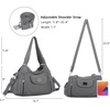 image:imageAngel Kiss Women Handbags Shoulder Bags Washed Leather Satchel Tote Bag Mutipocket Hobo PurseGrey