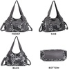 image:imageAngel Kiss Women Handbags Shoulder Bags Washed Leather Satchel Tote Bag Mutipocket Hobo PurseLeopard Grey