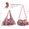 image:imageAngel Kiss Women Handbags Shoulder Bags Washed Leather Satchel Tote Bag Mutipocket Hobo PurseLeopard Pink