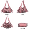 image:imageAngel Kiss Women Handbags Shoulder Bags Washed Leather Satchel Tote Bag Mutipocket Hobo PurseLeopard Pink