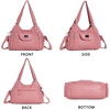 image:imageAngel Kiss Women Handbags Shoulder Bags Washed Leather Satchel Tote Bag Mutipocket Hobo PursePink