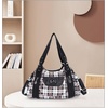 image:imageAngel Kiss Women Handbags Shoulder Bags Washed Leather Satchel Tote Bag Mutipocket Hobo PursePlaid Black