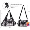 image:imageAngel Kiss Women Handbags Shoulder Bags Washed Leather Satchel Tote Bag Mutipocket Hobo PursePlaid Black