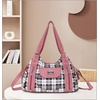 image:imageAngel Kiss Women Handbags Shoulder Bags Washed Leather Satchel Tote Bag Mutipocket Hobo PursePlaid Pink