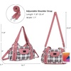 image:imageAngel Kiss Women Handbags Shoulder Bags Washed Leather Satchel Tote Bag Mutipocket Hobo PursePlaid Pink