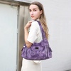 image:imageAngel Kiss Women Handbags Shoulder Bags Washed Leather Satchel Tote Bag Mutipocket Hobo PurseRetro Purple