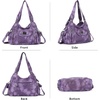 image:imageAngel Kiss Women Handbags Shoulder Bags Washed Leather Satchel Tote Bag Mutipocket Hobo PurseRetro Purple