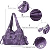 image:imageAngel Kiss Women Handbags Shoulder Bags Washed Leather Satchel Tote Bag Mutipocket Hobo PurseRetro Purple