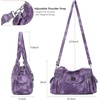 image:imageAngel Kiss Women Handbags Shoulder Bags Washed Leather Satchel Tote Bag Mutipocket Hobo PurseRetro Purple