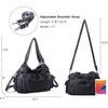 image:imageAngel Kiss Women Handbags Shoulder Bags Washed Leather Satchel Tote Bag Mutipocket Hobo PurseSilver Black