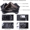 image:imageAngel Kiss Women Handbags Shoulder Bags Washed Leather Satchel Tote Bag Mutipocket Hobo PurseSilver Black