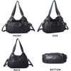 image:imageAngel Kiss Women Handbags Shoulder Bags Washed Leather Satchel Tote Bag Mutipocket Hobo PurseSilver Black
