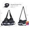 image:imageAngel Kiss Women Handbags Shoulder Bags Washed Leather Satchel Tote Bag Mutipocket Hobo PurseTie Dye Black