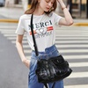 image:imageAngel Kiss Women Handbags Shoulder Bags Washed Leather Satchel Tote Bag Mutipocket Hobo PurseTie Dye Black