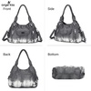 image:imageAngel Kiss Women Handbags Shoulder Bags Washed Leather Satchel Tote Bag Mutipocket Hobo PurseTie Dye Grey