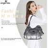 image:imageAngel Kiss Women Handbags Shoulder Bags Washed Leather Satchel Tote Bag Mutipocket Hobo PurseTie Dye Grey