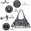 image:imageAngel Kiss Women Handbags Shoulder Bags Washed Leather Satchel Tote Bag Mutipocket Hobo PurseTie Dye Grey