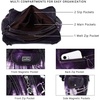 image:imageAngel Kiss Women Handbags Shoulder Bags Washed Leather Satchel Tote Bag Mutipocket Hobo PurseTie Dye Purple