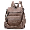 image:imageAngel Kiss Womens Backpacks amp Purse  PU Leather Zipper Casual Backpacks amp Shoulder Bags11308taupe