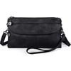 image:imageAngel Kiss Womens leather Wristlet Clutch Wallet Double Corner Zip Small Crossbody Bag with Removable Wrist Strap