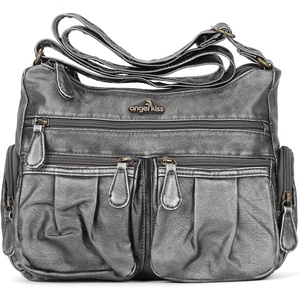 image:imageAngel Kiss Crossbody Bags for Women Ladies Shoulder Handbags and Purses Medium Faux Leather PocketbooksSilver Grey