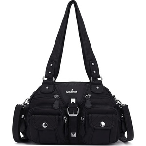 image:imageAngel Kiss Hobo Crossbody Purses for Women Shoulder Bag Multipocket Soft Hobo Purses Removable Strap Leather Handbags11black
