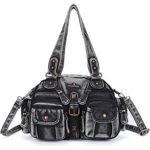 image:imageAngel Kiss Hobo Crossbody Purses for Women Shoulder Bag Multipocket Soft Hobo Purses Removable Strap Leather Handbags1black