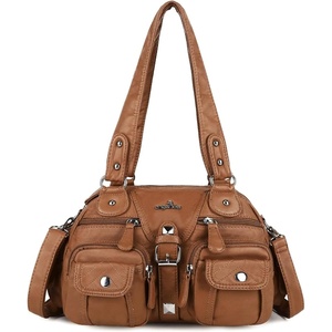 image:imageAngel Kiss Hobo Crossbody Purses for Women Shoulder Bag Multipocket Soft Hobo Purses Removable Strap Leather Handbags3brown