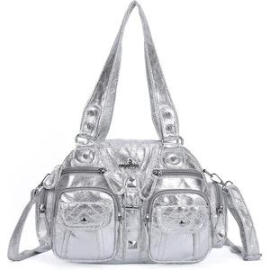 image:imageAngel Kiss Hobo Crossbody Purses for Women Shoulder Bag Multipocket Soft Hobo Purses Removable Strap Leather Handbags3silver