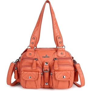 image:imageAngel Kiss Hobo Crossbody Purses for Women Shoulder Bag Multipocket Soft Hobo Purses Removable Strap Leather HandbagsCoral