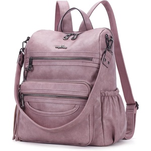 image:imageAngel Kiss Womens Backpacks amp Purse  PU Leather Zipper Casual Backpacks amp Shoulder BagsRetro Pink