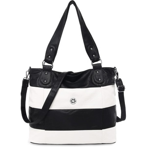 image:imageAngel Kiss Hobo Purses for Women MultiColor Striped Lattice Cross Body Shoulder Purse Bag Tote HandbagBlackWhite