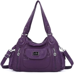 image:imageAngel Kiss Women Handbags Shoulder Bags Washed Leather Satchel Tote Bag Mutipocket Hobo Purse