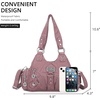 image:imageAngel Kiss Purses for Women Small Hobo Shoulder Bags Vagen Leather MultiPocket Tote Bag with ZipperPink