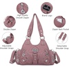 image:imageAngel Kiss Purses for Women Small Hobo Shoulder Bags Vagen Leather MultiPocket Tote Bag with ZipperPink