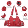 image:imageAngel Kiss Purses for Women Small Hobo Shoulder Bags Vagen Leather MultiPocket Tote Bag with ZipperRed
