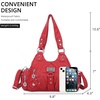 image:imageAngel Kiss Purses for Women Small Hobo Shoulder Bags Vagen Leather MultiPocket Tote Bag with ZipperRed