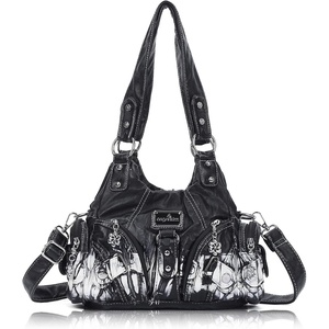 image:imageAngel Kiss Purses for Women Small Hobo Shoulder Bags Vagen Leather MultiPocket Tote Bag with ZipperBlack Tiedye