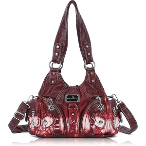 image:imageAngel Kiss Purses for Women Small Hobo Shoulder Bags Vagen Leather MultiPocket Tote Bag with ZipperRed Tiedye
