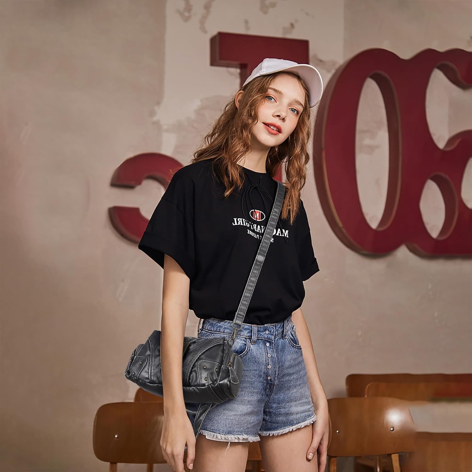 image:imageAngel Kiss Hobo Purses for Women Small Vegan Leather Shoulder Handbag Vintage MultiPocket Crossbody Bag Tote BagSilver Grey