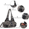 image:imageAngel Kiss Hobo Purses for Women Small Vegan Leather Shoulder Handbag Vintage MultiPocket Crossbody Bag Tote BagGrey Leopard