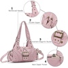 image:imageAngel Kiss Hobo Purses for Women Small Vegan Leather Shoulder Handbag Vintage MultiPocket Crossbody Bag Tote BagVintage Pink