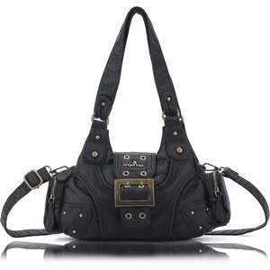 image:imageAngel Kiss Hobo Purses for Women Small Vegan Leather Shoulder Handbag Vintage MultiPocket Crossbody Bag Tote BagBlack