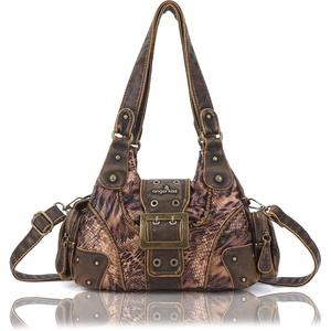 image:imageAngel Kiss Hobo Purses for Women Small Vegan Leather Shoulder Handbag Vintage MultiPocket Crossbody Bag Tote BagBrown Snake