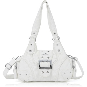 image:imageAngel Kiss Hobo Purses for Women Small Vegan Leather Shoulder Handbag Vintage MultiPocket Crossbody Bag Tote BagWhite
